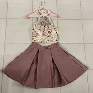Two Piece Halter Formal Dress